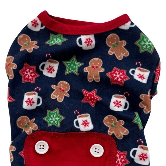 Pup Crew Gingerbread & Hot Cocoa Print Knit Pet Pajamas XS NWOT - Picture 4 of 7